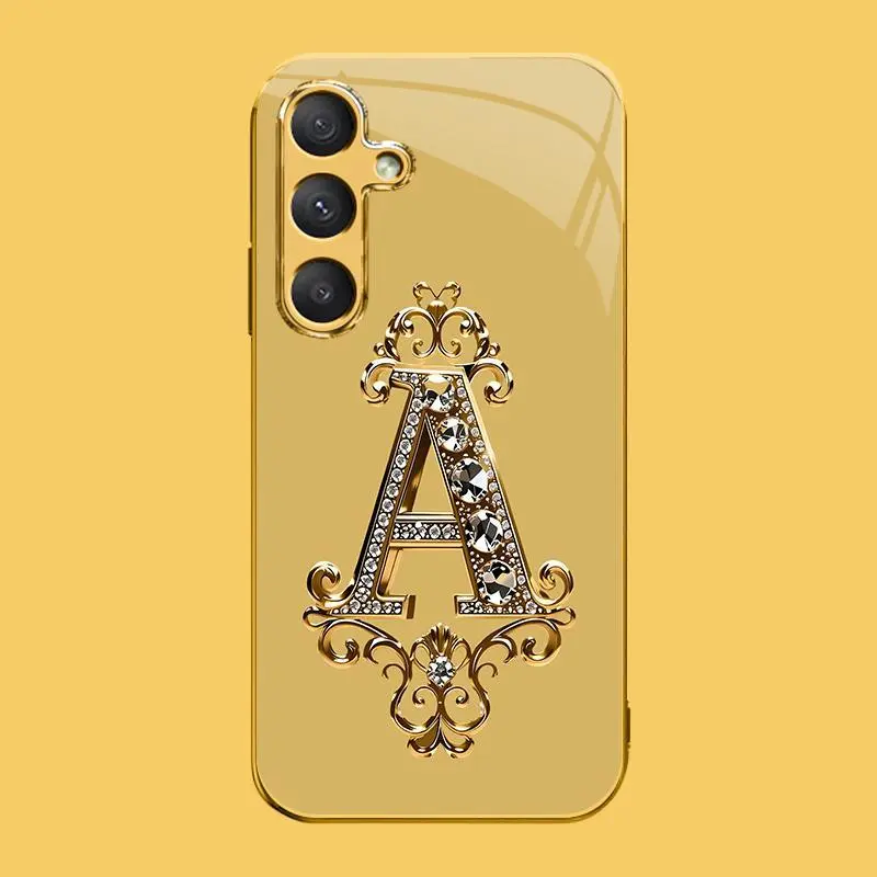 Suitable for [Galaxy S24] high-end phone case🥰，Features a premium-look printed design—not actual 3D diamond studs—with all 26 letters available for you to choose from，drop-resistant and fingerprint-resistant YM99