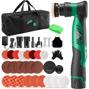 S5 Cordless  Buffer Polisher Kit 1 Inch 3 Inch Dual Action & Rotary Polishing Machine for  Detailing,2x 2.0Ah ,6 Variable Speeds 2000-5500RPM,Orbital Polisher for  Boat Polish