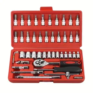 46-Piece Multi-Use Car Repair Tool Kit, Motorcycle Tools Set with Plastic Storage Box, Ideal for Auto, Bike, Mechanical Maintenance