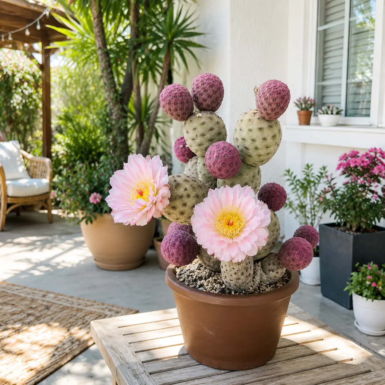 Live Tephrocactus Geometricus Cactus, Grey-Green Segmented Succulent Plant for Indoor Bonsai & Collector Garden Decor
