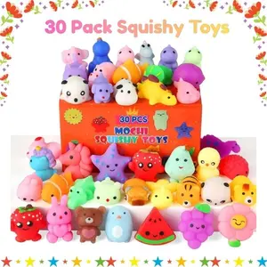 30 Pack Squishy Toys, Kawaii Squishies Party Favors for Kids 4-8 8-12 Toys for Classroom Birthday Xmas Gifts Goodie Bag Mini Animals Mochi Squishy Stress Relief Sensory Toys Random