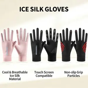 Lightweight Running Gloves, Breathable Antiskid Gloves, Outdoor Activity Gloves, Outdoor Sports Gloves, Summer UV Sun Protection, Non-Slip Touchscreen, Ice-Silk Sunblock Gloves