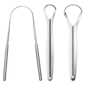 Stainless Steel Tongue Scraper Set, 3 Counts/set Portable Tongue Cleaner for Travel, Oral Care Tool for Adults, Oral Hygiene Care Tool, Tongue Cleaning Kit, Oral Daily Care Products