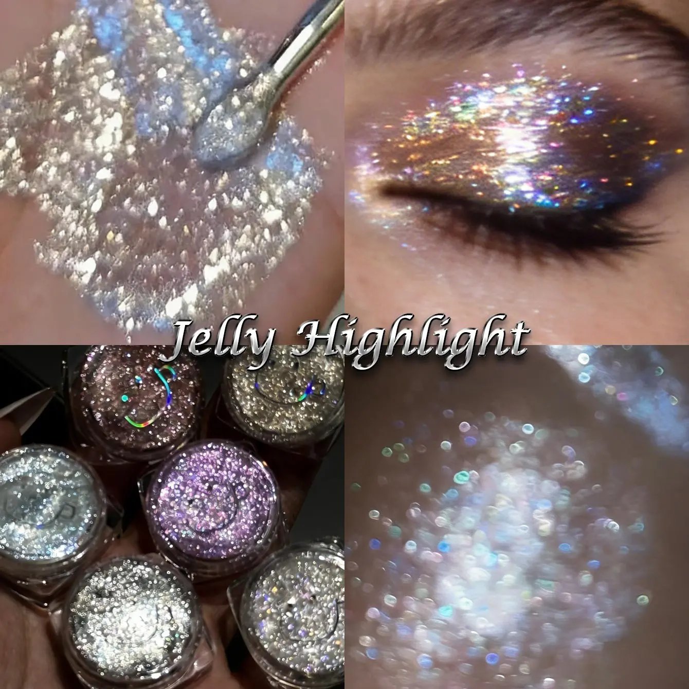 Bling Gel Glitter Shimmer Cosmetic Eyeshadow Cream Shimmering, Highlighter Powder, Pearl Finish, Fine Flash Metal Liquid Glow, Cowboy Rhinestone Accent Palette, Eye Makeup Products