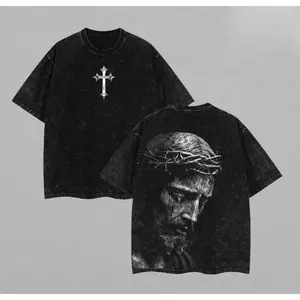 Jesus Christ Cry Washed T-Shirt, Jesus Cry Tee, Jesus Tshirt , Cross Tee, Christian Apparel Streetwear Menswear Oversized Top Men and Women