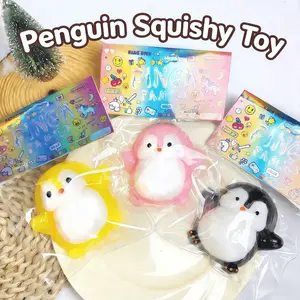 1PC/3PCS Cute Penguin Soft Squishy Toys, Macaron Color (Yellow/Pink/Black-White) Slow Rebound Stress Relief Fidget Toys for Kids, Adults, Office & Christmas Gifts