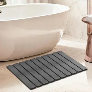 Foldable Stone Bath Mat,Diatomaceous Earth Shower Mat,Non-Slip Quick Dry Bath Mat for Bathroom,Super Absorbent Stone Bathroom Mat,Naturally Easy to Clean,23.4"x 15.4",Gray home essentials bathroom accessories