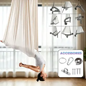 Home Air Yoga Hammock and Swing, Inversion Practice, Suitable for Beginners, Durable Elastic Swing, Indoor Outdoor, Adjustable, 59.06x110.24 Inches, Full Set Accessories Included
