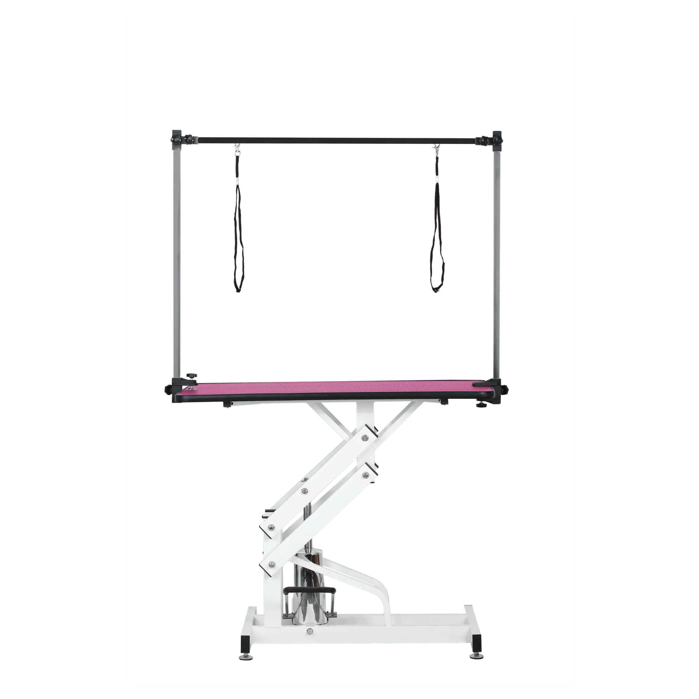 Hydraulic Lift Pet Grooming Table (42.5in x 16.5in), Pink with H-Bar, Adjustable Height Grooming Station for Dogs, Heavy-Duty Steel Frame, 330lbs/50-60kg Capacity, Secure Grip Pet Salon Equipment, 42.5 Inches X 16.5 Inches, Height Adjustable