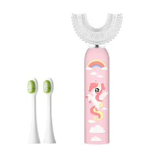 Kids Electric Toothbrush U-Shaped，3 Brush Heads Six Cleaning Modes IPX7 Waterproof Design Unicorn Rechargeable Smart Timer for Children-Kids Travel Essentials Cleansing outdoorfun