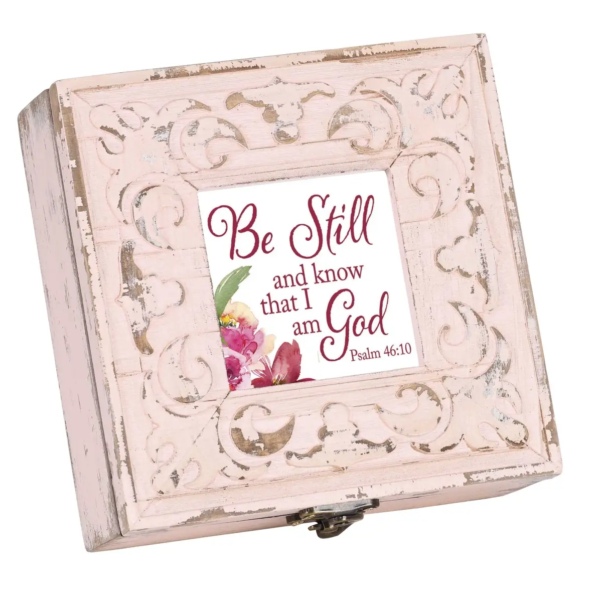 Dicksons PWM11SBH Petite Be Still Psalm 46:10 Music Box, Home Decor Accent with Glass Compartment & Removable Photo Insert