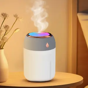 Mini Portable Air Humidifier with Colorful Light Small Air Atomizer USB Powered Humidifier Personal Desktop Humidifier for Car Office and Bedroom Mute Mist Maker Diffuser Home Desktop Humidifier