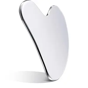 Scraping tool: A metal gua sha board with a storage bag, featuring lymphatic drainage and massage functions, suitable for the face and body, easily achieving skin care, facial sculpting and eye and jaw shaping