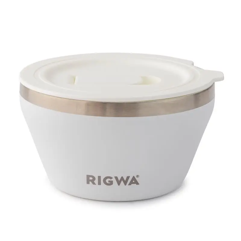 Rigwa Life 6086191 Stylish Insulated 20 oz Ceramic & Silicone Snowbird Bowl Kit - Stainless Steel Serving Kitchen Tableware Set