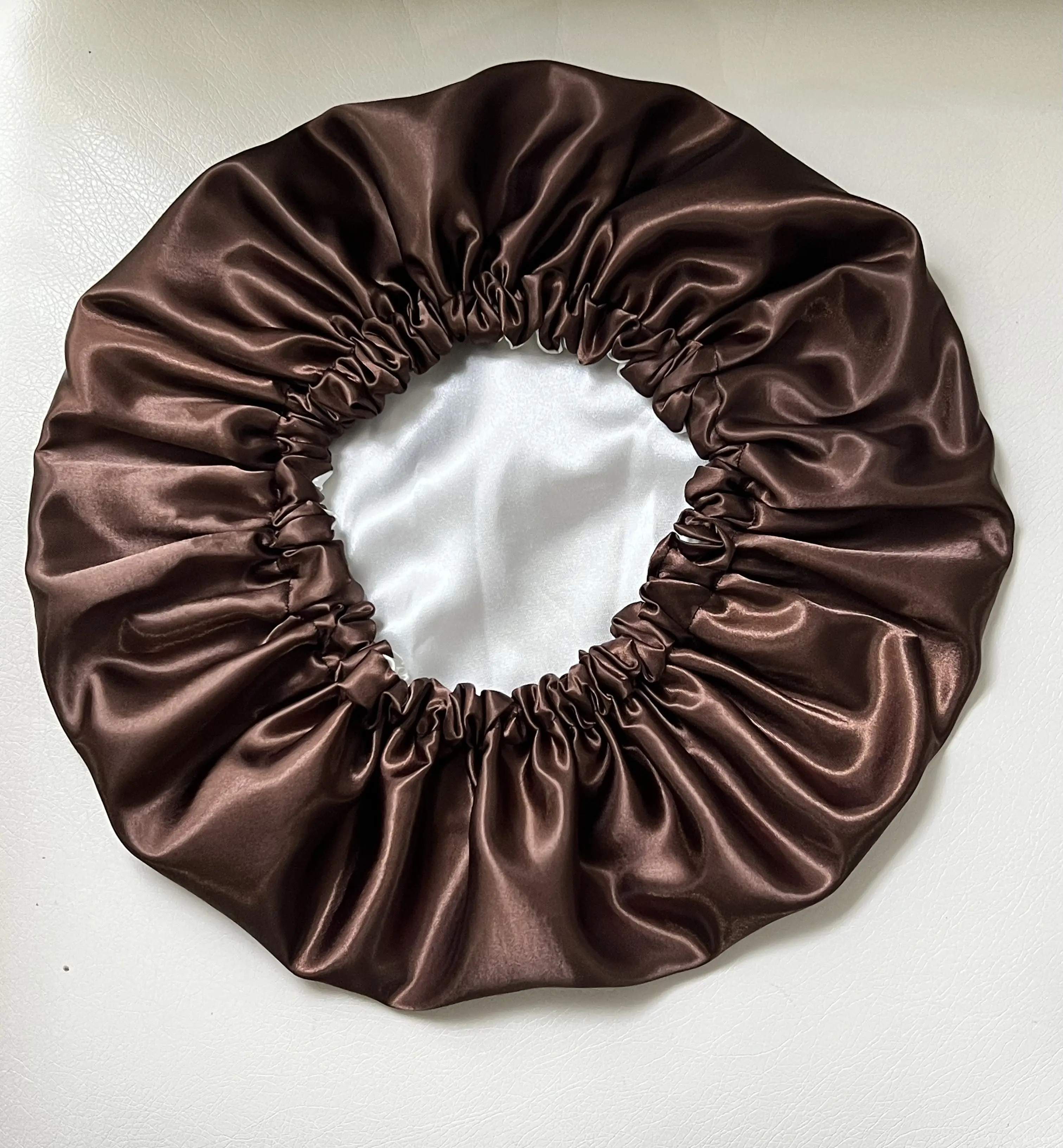 Handmade Creme Frappuccino Reversible Satin Bonnet