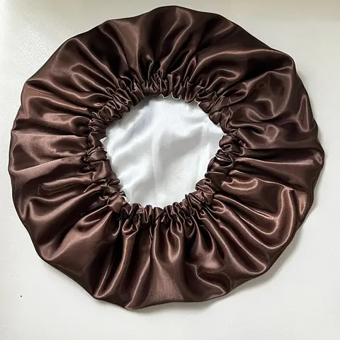 Handmade Creme Frappuccino Reversible Satin Bonnet