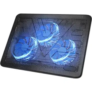 Laptop Cooling Pad, Portable Slim Quiet USB  Laptop Notebook Cooler Cooling Pad Stand Chill Mat with 3 Blue LED Fans, Fits 12-17 Inches (Black)