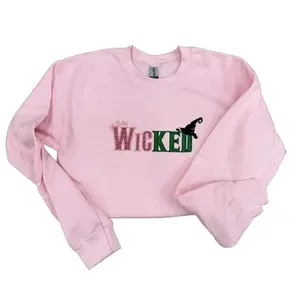WICKED Embroidered Sweatshirt Customizable Unique Pullover Gildan Brand Personalized Embroidery Casual Stylish Outfit