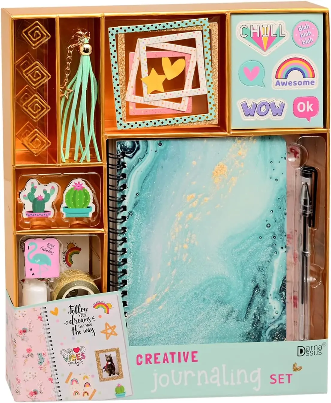 [Back to School]DIY Journal Scrapbook Craft Kit for Girls Ages 6+, Complete Supplies with Bullet Journal Notebook, Glue, Tape