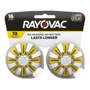 Rayovac  1.45V Zinc-Air 10 Hearing Aid Battery, 16 per Pack