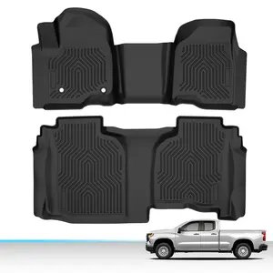 CROSSDESIGN TPE Floor Mats Liners Fits 2019-2025 Chevrolet Silverado/Sierra 1500 Double Cab 3PCS