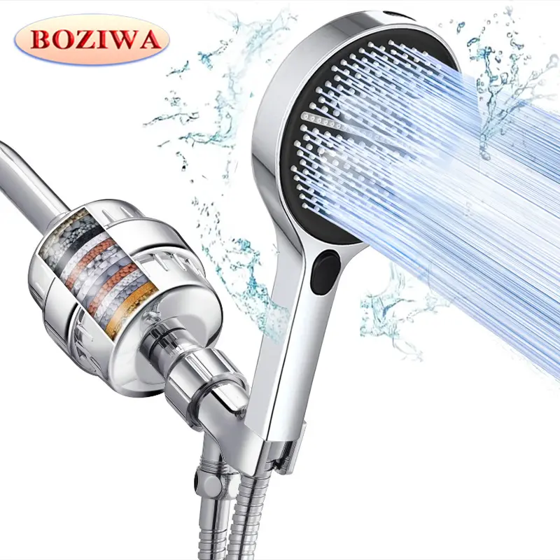 5.9-inch super large panel handheld showerhead features four water modes. It provides a powerful water flow that envelops your entire body and comes with a bracket and a 59-inch soft hose,  gray，black，silver