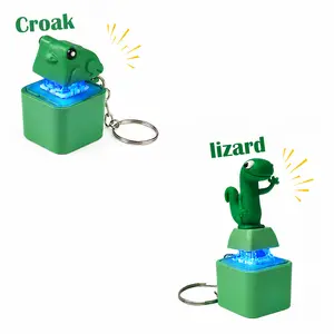 Lizard  Frog-shaped keychain with sound, stress-relieving toy, rechargeable lizard-shaped keychain button toy, fun and portable stress-relieving toy, adult keyboard clicker. Sensory Stimulation Interactive Relaxation lizard button clicker keychain