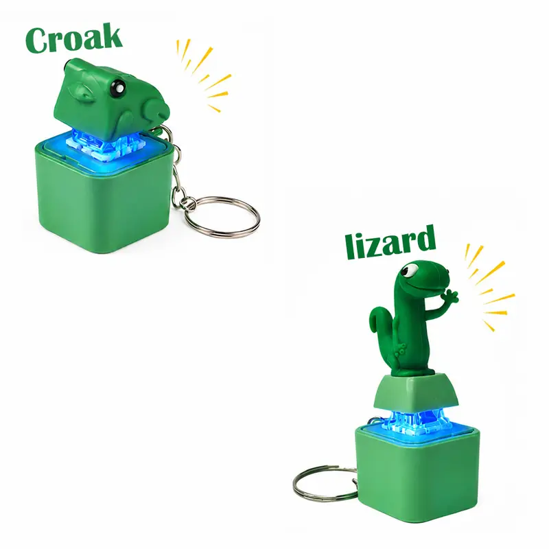 Lizard  Frog-shaped keychain with sound, stress-relieving toy, rechargeable lizard-shaped keychain button toy, fun and portable stress-relieving toy, adult keyboard clicker. Sensory Stimulation Interactive Relaxation lizard button clicker keychain