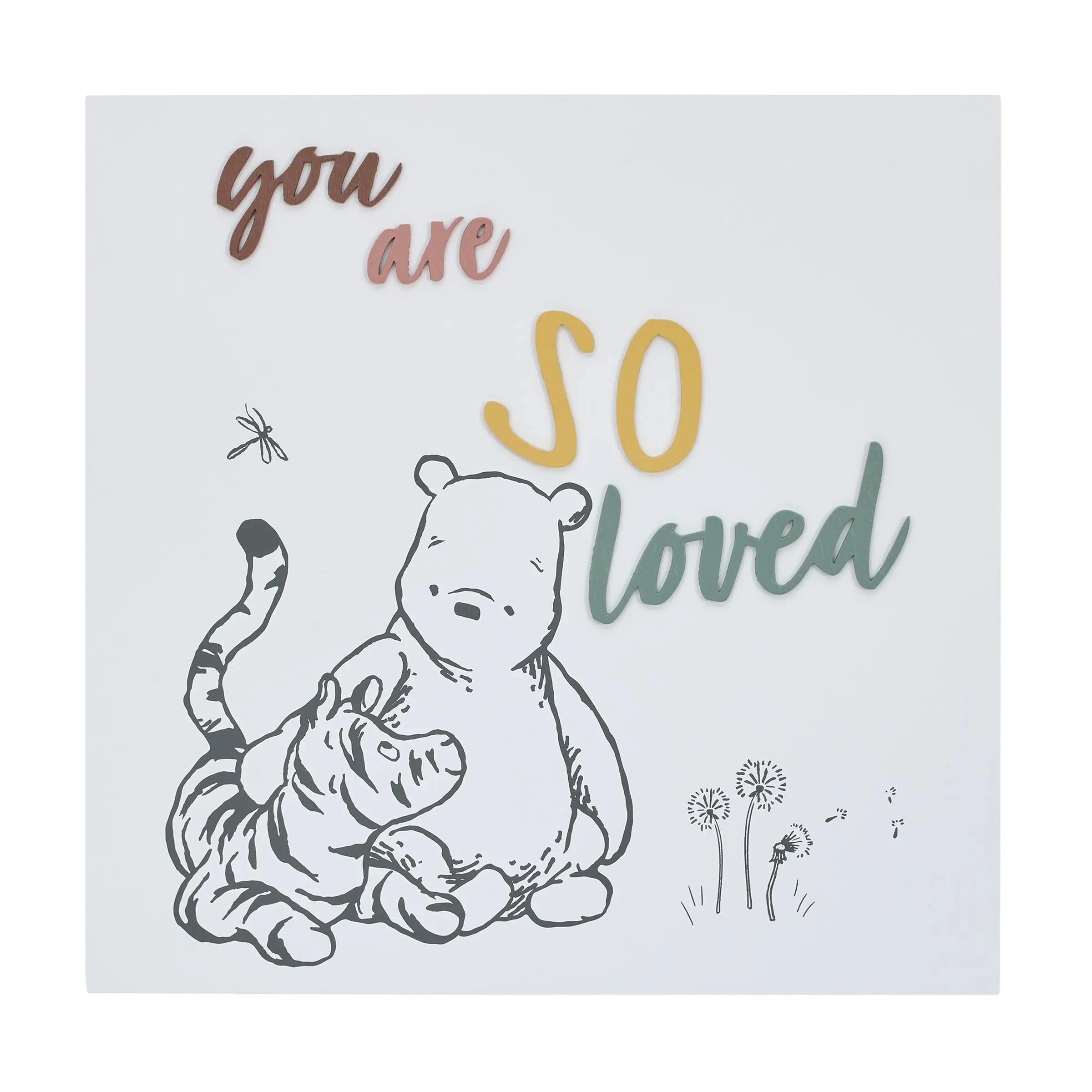 Disney Classic Winnie the Pooh and Tigger You Are So Loved Ivory and Grey Wood Wall decor