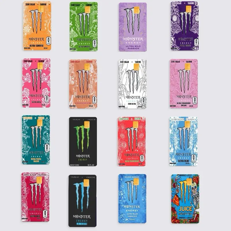 M Energy Drink Inspired Credit Card Decal Glossy Holographic Glitter Finish Waterproof Card Skin Fits Standard Cards Ultra Thin Chip Readers ATMs Easy Peel Stick Application