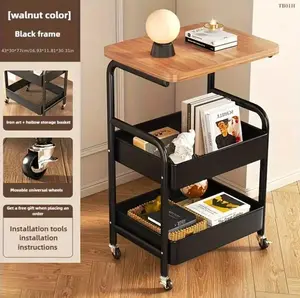 3-Tier Rolling Cart with Tabletop, Metal Tool and Snack Rack with Storage, Durable Carbon Steel Frame, Wheels for Easy Mobility, Perfect for Home or Office Use, Rolling Storage Cart