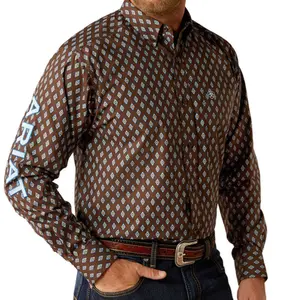 ARIAT TEAM OAK LONG SLEEVE SHIRT BROWN/LIGHT BLUE - 10054056