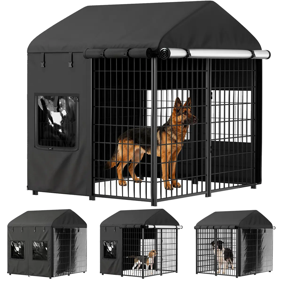 PETCOZIFE Outdoor Dog Kennel Cover Full Coverage for 4.3'Dx4.3'Wx4.2'H Dog Cages, Heavy Duty Waterproof Medium Dog Kennel Cover, (Kennel not Included) Black, dealsforyou, summerwins, restock, dealsforyoudays, DFYD