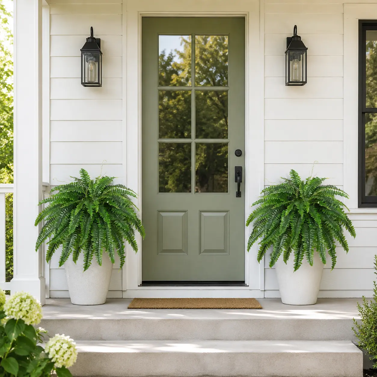 35" Ferns Artificial Bush Plants Large, 2 Artificial Boston Ferns with 39 Fronds for Outdoors Home Decor