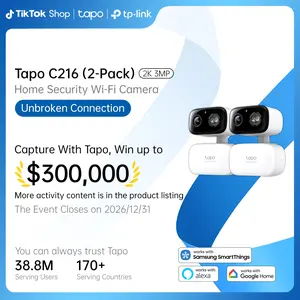 TP-Link & Tapo C216(2-pack) 2K Pan/Tilt Indoor/Outdoor Security Camera  with AI Detection, Baby Cry Detect, Motion Tracking, Color Night Vision, 360° Pan/Tilt, No Subscription, Alexa & Google Compatible
