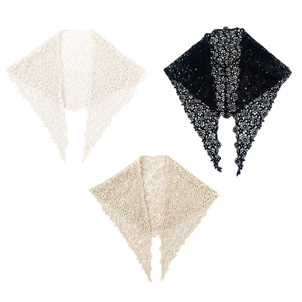 3 pieces lace crochet triangle headscarf -52.6 inch, bohemian style hair accessory, suitable for women, can be used on the head, neck or shoulders, suitable for summer, beach, party and leisure travel