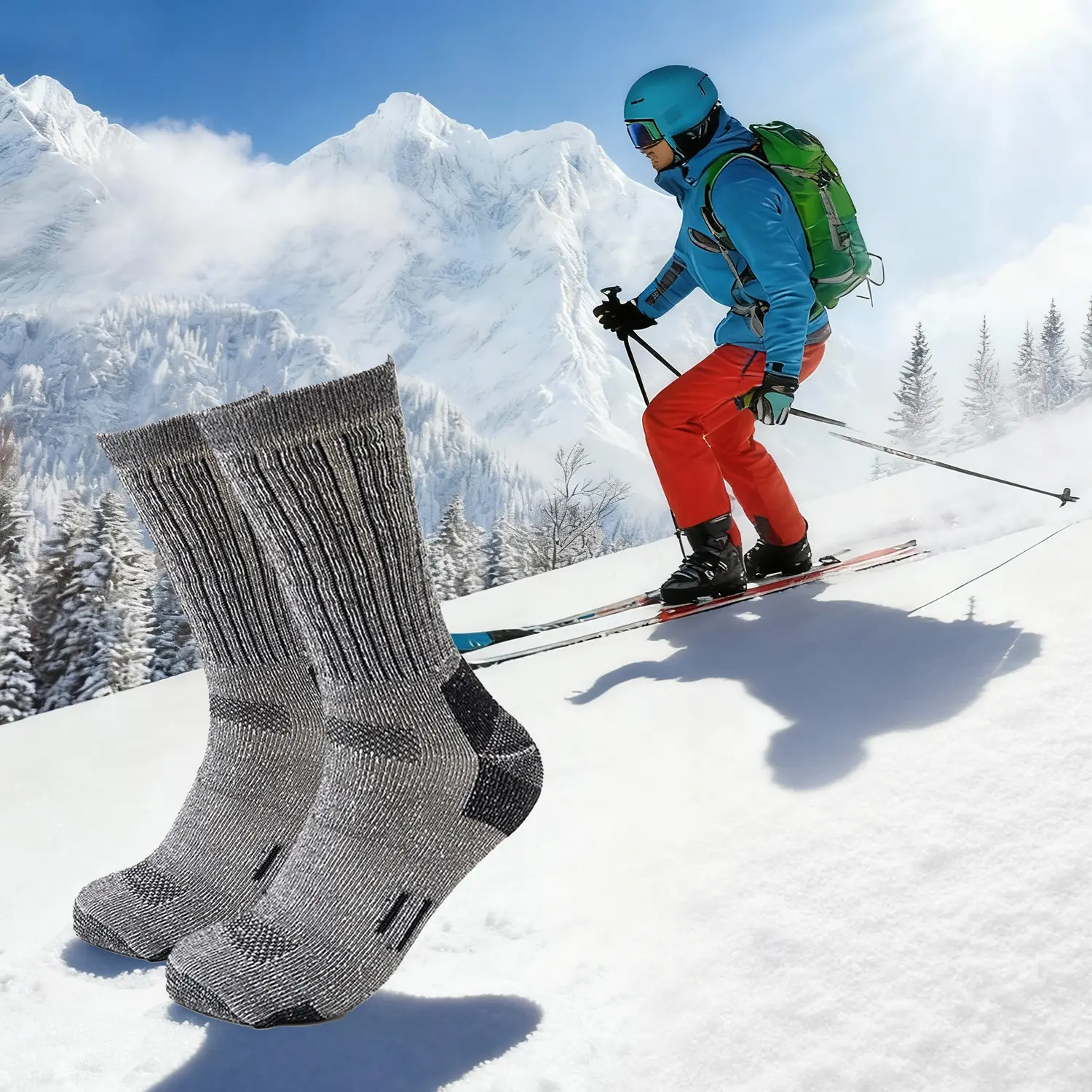 1 Pair Thick & Warm Winter Socks For Men, Wool Hiking Style Ideal For Outdoor Adventures A Cold-Day Savio