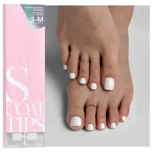 BTArtboxnails SCOATTIPS Short Toe Nail Tips - White Press On Toenails for Women, 160 Pcs 16 Sizes Soft Gel Toe Nail Press Ons, Soak Off Acrylic Fake Toe Nail Extensions (Include Nail Tips ONLY)