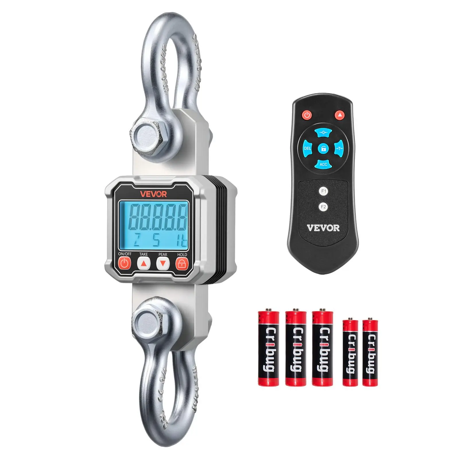 VEVOR Portable Digital Industrial Crane Scale - Rugged Heavy-Duty Hanging Scale, 6600 lbs/3000 kg Max Capacity, Cast Aluminum Case, High Precision LCD Display, 1 lbs Division, 3-Unit Switch, 16.4 ft Remote, for Garage, Factory#BackToSchool
