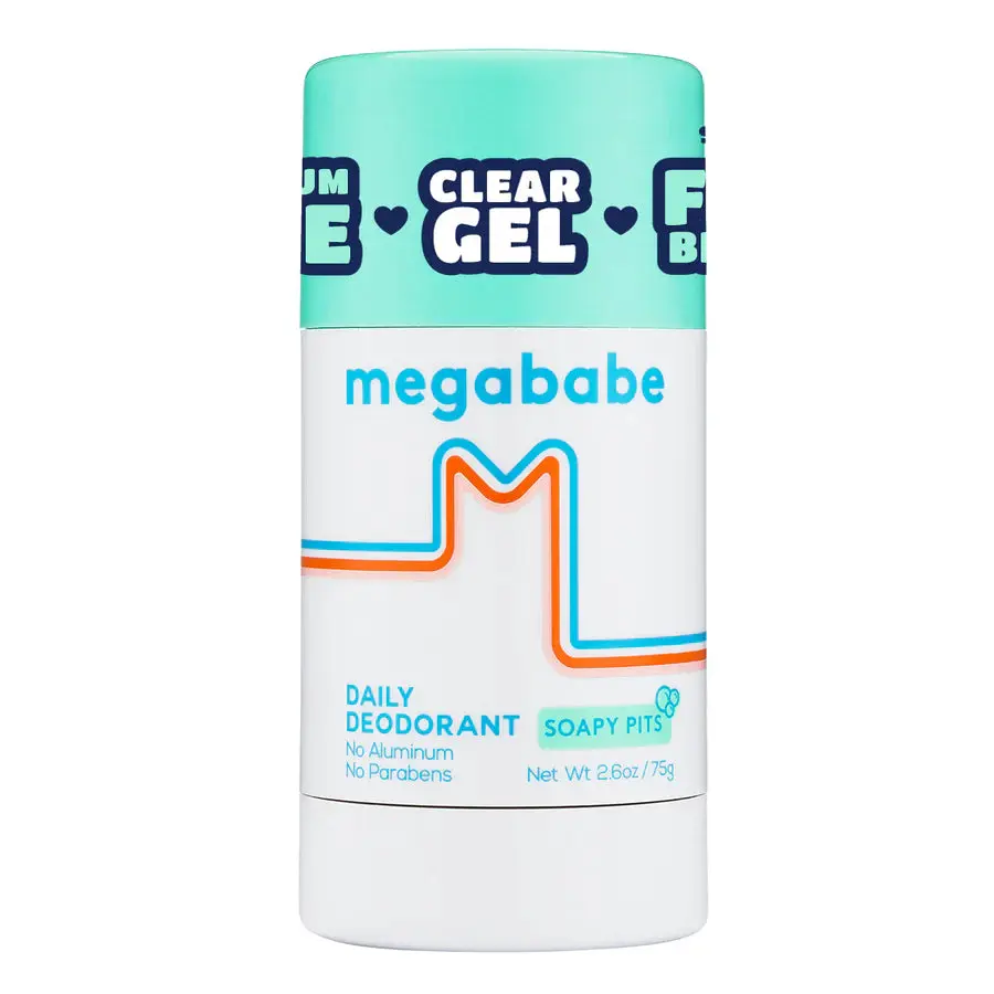 Megababe Daily Deodorant - Soapy Pits | Aluminum-Free, Clear & Clean | 2.6 oz