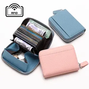 BANYAU Japanese Style Top Layer Cowhide Women's Wallet, RFID Blocking, Slim Coin Purse with Snap Closure, Gifts for 4 Seasons, Polyester Lining, Card Holder Organize