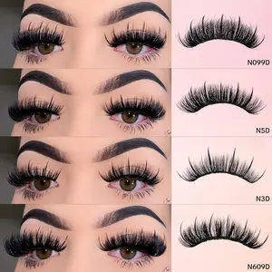 MKHLINA Handmade Faux Mink Luxury False Eyelashes,Wet Look Lashes,Fluffy Wispy And Soft Lightweight Fake Lashes Reusable,Makeup Extensions For Beginners-Friendly Strip Lashes