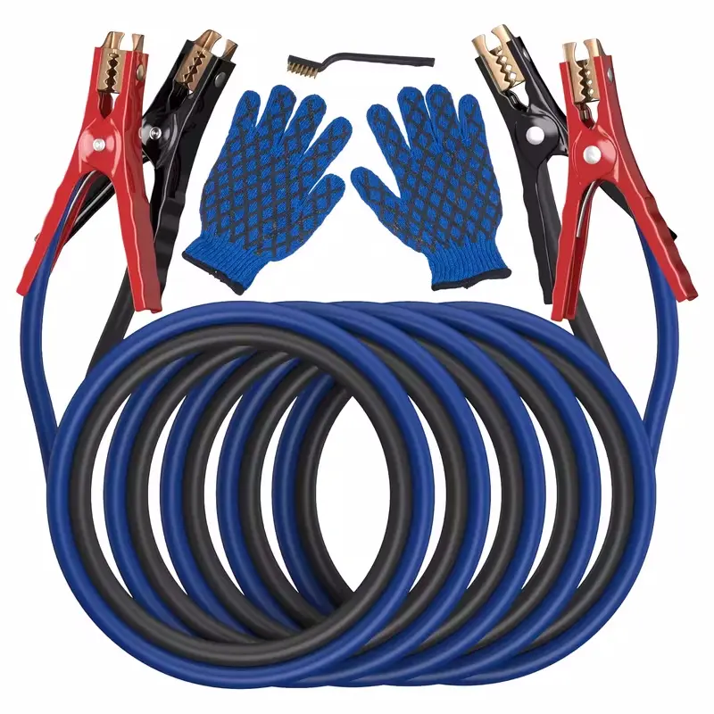 Heavy Duty Jumper Cables Kit - 4 Gauge, 20 Ft, 600A Automotive Booster Cables with Gloves, Brushes for Car, SUV Batteries