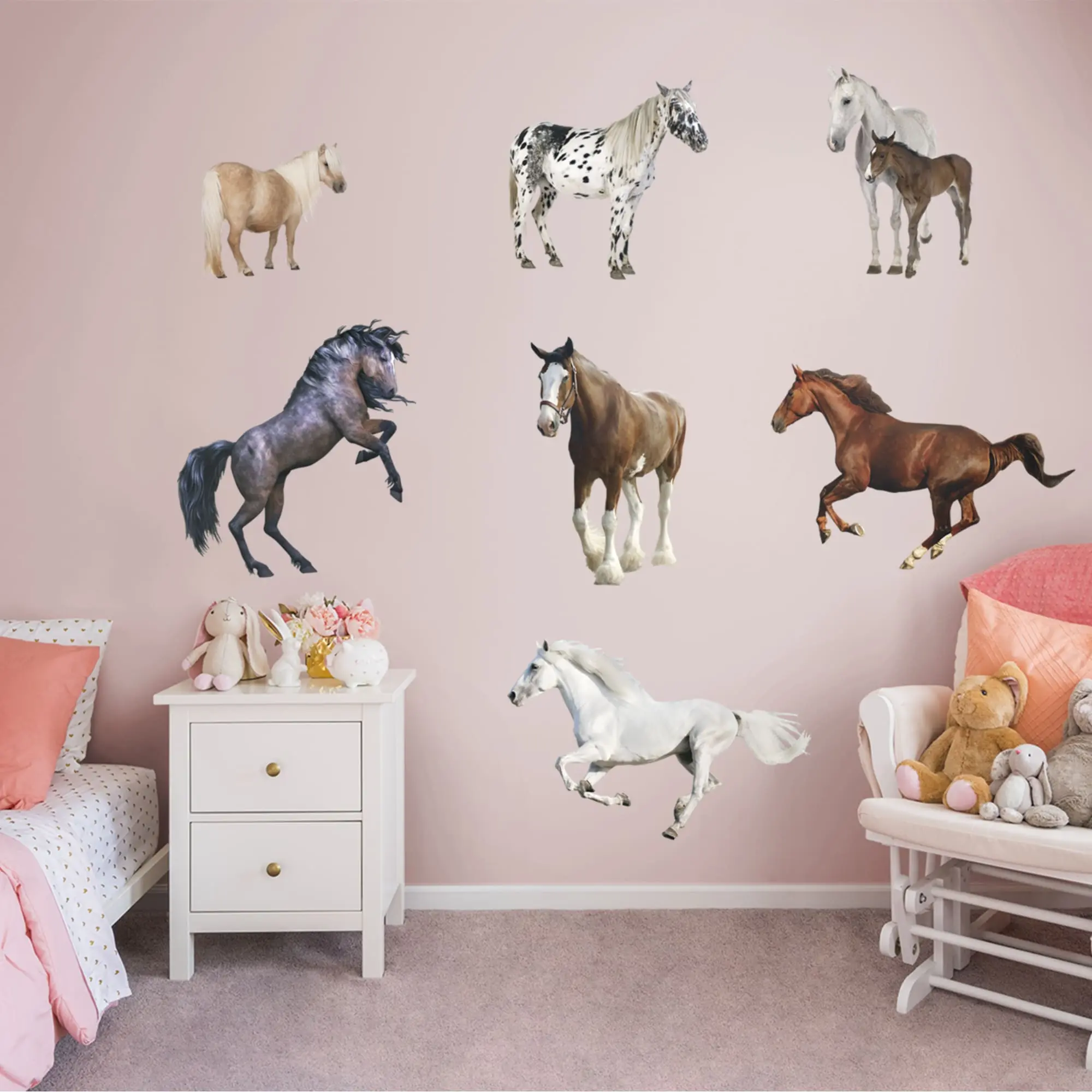 Horse Themed Art Vinyl Decal Wall Stickers & Murals - Smooth Removable Peel-and-Stick Decor, Sticks to Most Smooth Surfaces, Ideal for Equestrian Enthusiasts’ Room, Features Various Breeds