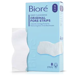 Bioré Skincare Original Deep Cleansing Pore Strips, Blackhead Removal Nose Strips, Instant Pore Unclogging, Oil-Free, Non-Comedogenic, 8-Count Pack