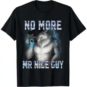 Humorous Alpha Wolf Meme Cotton T-Shirt Unisex Graphic Tee Sarcastic Humor Casual Fashion for Men and Women