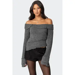 Mikkie Asymmetric Fold Over Knit Top