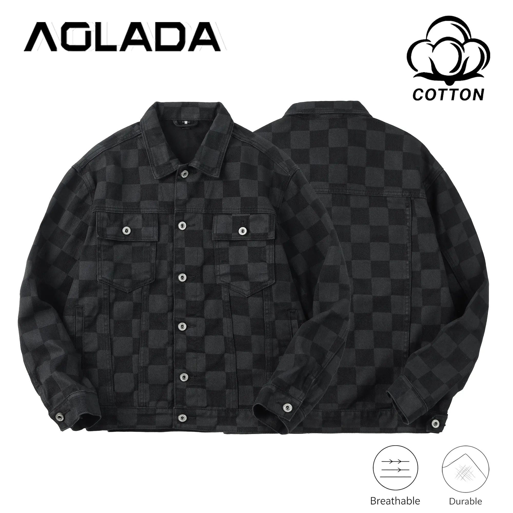 Men's Checkered Denim Jacket with Flap Pockets - Relaxed Fit Button-Up Trucker Coat with Breathable Durable Fabric, Casual Streetwear Outerwear, No-Logo, M-5XL, Fast US Shipping #CheckeredJacket #StreetwearStyle #TikTokMadeMeBuyIt