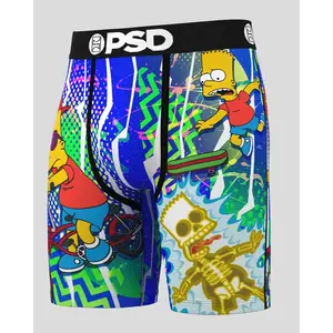 PSD Mens The Simpsons - Bart Vibes Boxer Brief - Standard Length 7 Inch Inseam, Soft and Breathable Poly Blend Fabric