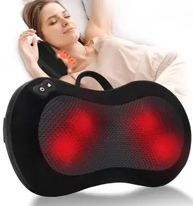 LEERCON Shiatsu Back Massager for Pain Relief Deep Tissue, with Heat Cordless Portable Back and Neck Massager, 3D Kneading Lower Back Electric Massage Pillow for Holiday Gifts for Men Women electric cervical neck massager